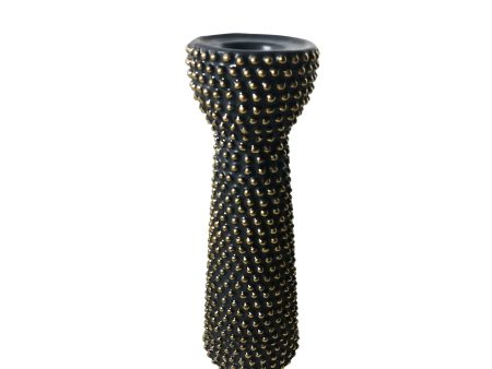 Ceramic 12  Bead Candle Holder Black Gold Discount