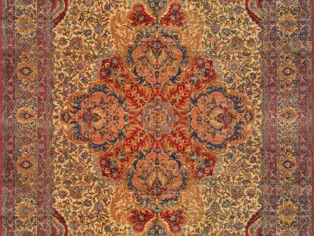 Antique Lavar Collection Lamb s Wool Area Rug-11  5  X 21  6  , Ivory Sale