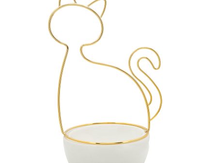 10 H Cat Trinket Tray, White on Sale