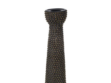 Ceramic 14  Bead Candle Holder Black Gold Hot on Sale