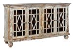 4 Glass Door Distressed Grey Sideboard For Cheap