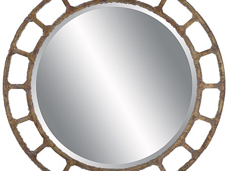 Darby Distressed Round Mirror For Sale