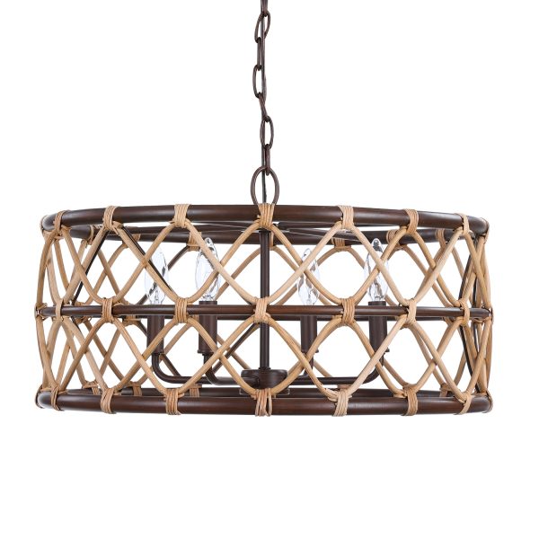 Hilo 4 Light Drum Pendant For Sale