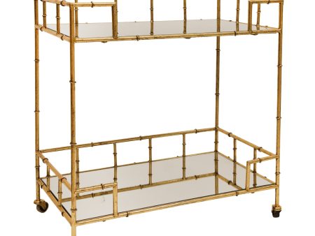 2-Tier Gold Metal Bar Cart, Mirrored Top Cheap