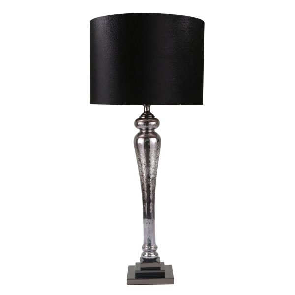 Glass 37  Pillar Table Lamp, Mercury Black For Discount