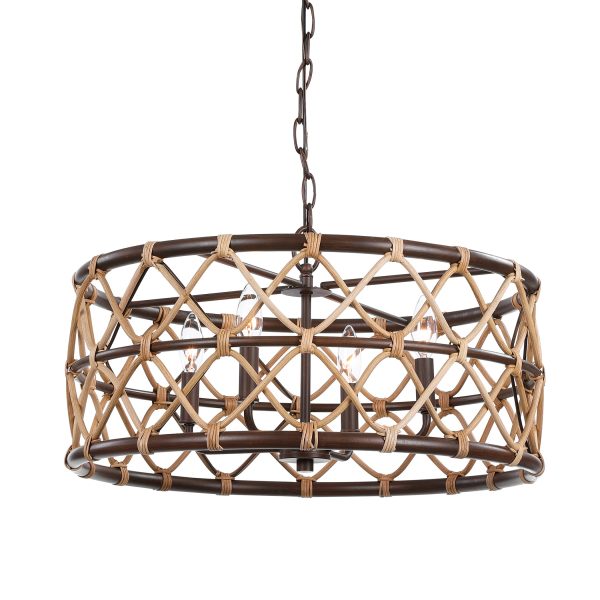 Hilo 4 Light Drum Pendant For Sale