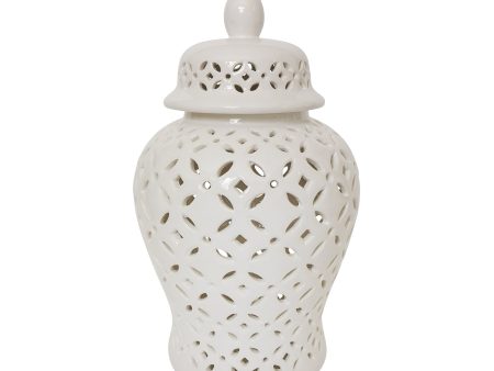 17  Cut-Out Daisies Temple Jar, White Discount