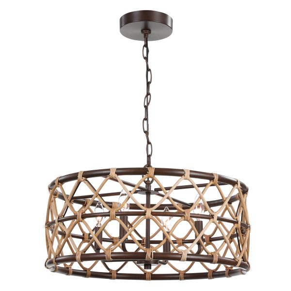 Hilo 4 Light Drum Pendant For Sale