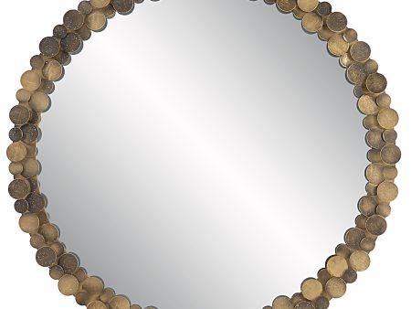 Dinar Round Aged Gold Mirror Online now