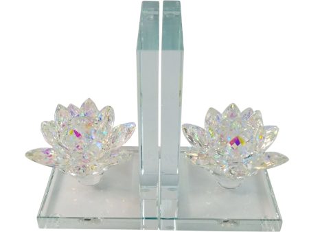 S 2 Crystal Lotus Bookends, Rainbow Online Hot Sale