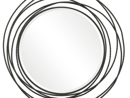 Whirlwind Black Round Mirror on Sale