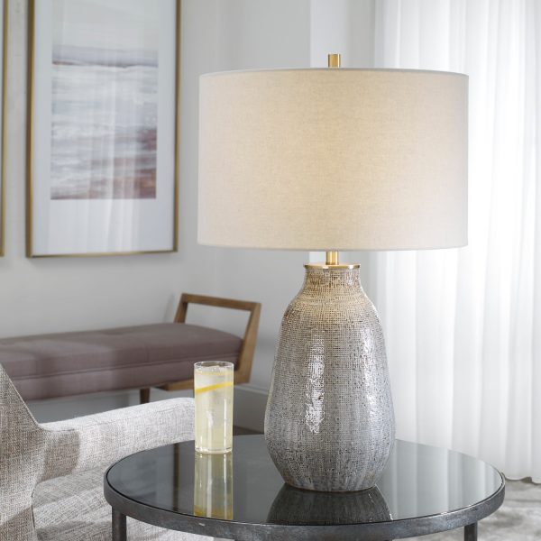 Monacan Gray Textured Table Lamp Online Hot Sale