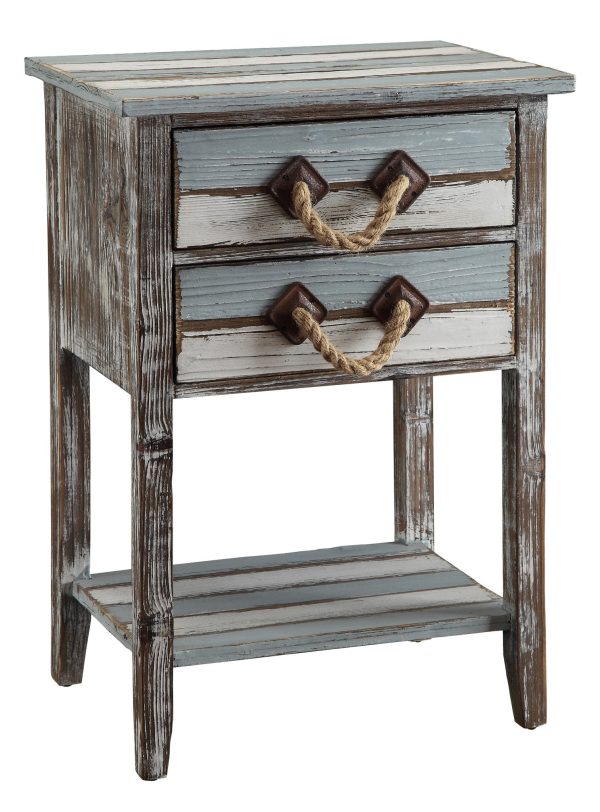 2 Drawer Weathered Wood Accent Table Online Sale