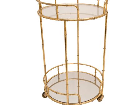 2-Tier Gold Metal Bar Cart, Mirror Top Supply