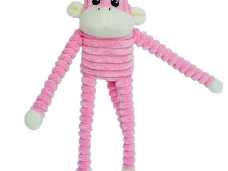 ZippyPaws Spencer the Crinkle Monkey Dog Toy Pink, 1 Each Small by ZippyPaws For Sale